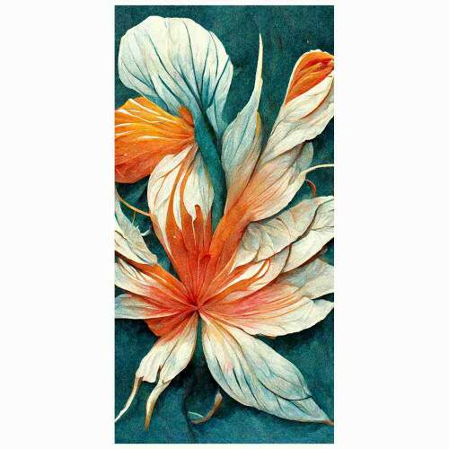 Quadro Flor de Laranjeira Tons Turquesa