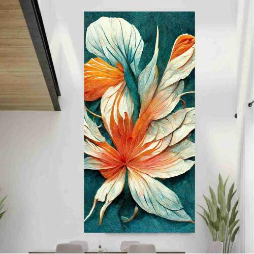 Quadro Flor de Laranjeira Tons Turquesa
