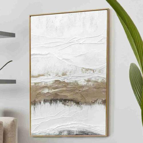 Quadro Textura Branca e Dourada
