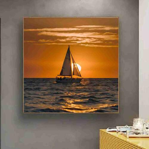 Quadro Veleiro Navegando ao Por do Sol