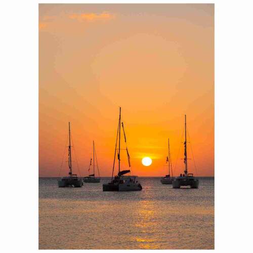 Quadro Iate Mar Pr do Sol