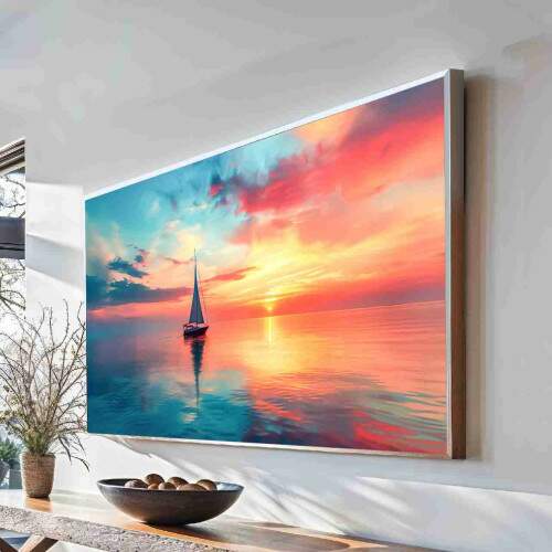 Quadro Barco Pintura Cores Quentes