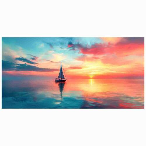 Quadro Barco Pintura Cores Quentes