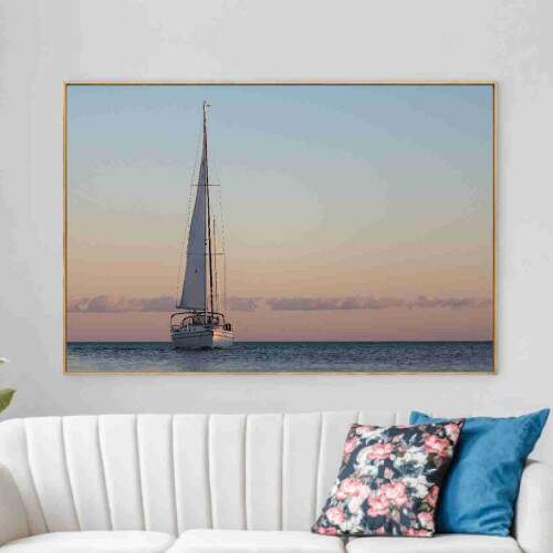 Quadro Barco a Vela Entardecer no Oceano