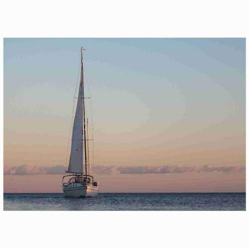 Quadro Barco a Vela Entardecer no Oceano