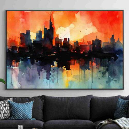 Quadro Aquarela Pintura Paisagem Urbana