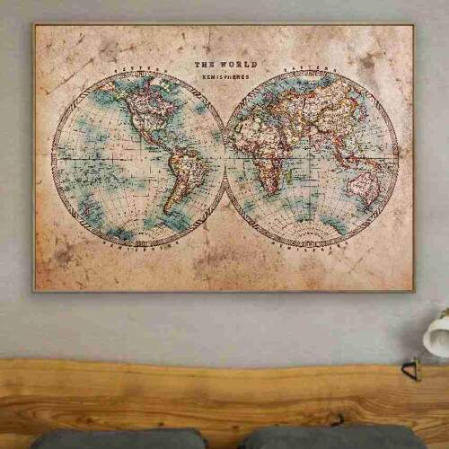 Quadro Mapa Mundo Hemisfrios