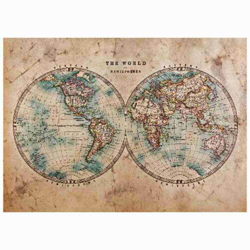 Quadro Mapa Mundo Hemisfrios
