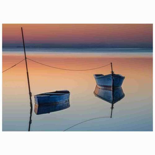 Quadro Reflexo de Barcos na gua