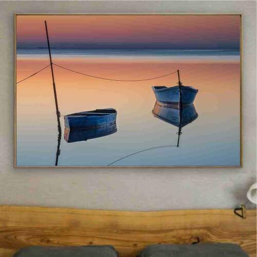 Quadro Reflexo de Barcos na gua