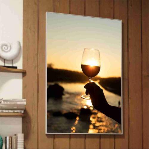 Quadro Taa de Vinho ao Pr do Sol