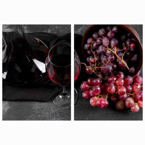 Quadro Vinho Sobre a Mesa Uvas e Jarro