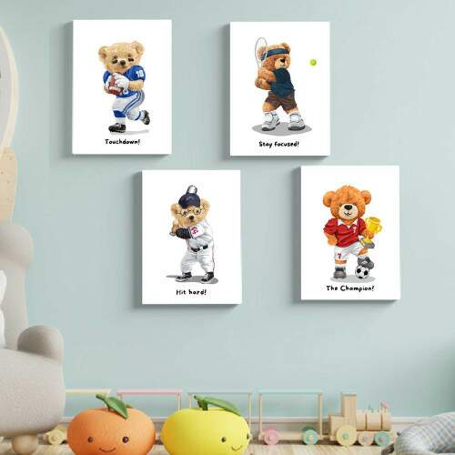 Quadro Ursinhos Esportistas Quarto Infantil