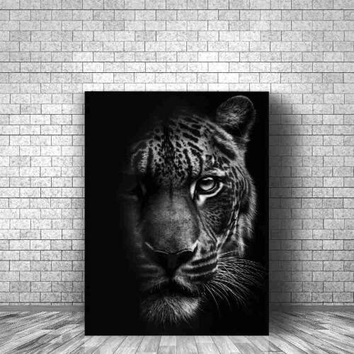 Quadro Tigre de Bengala em Tons de Cinza