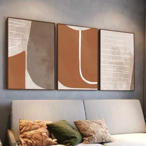 Quadro Abstrato Estilo Boho Tons de Terra