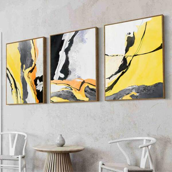 Quadro Abstrato Marmore Tons de Amarelo