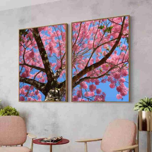 Quadro Ip Rosa Florido com Cu Azul