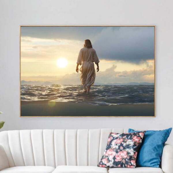 Quadro Jesus Andando Sobre as guas ao Entardecer