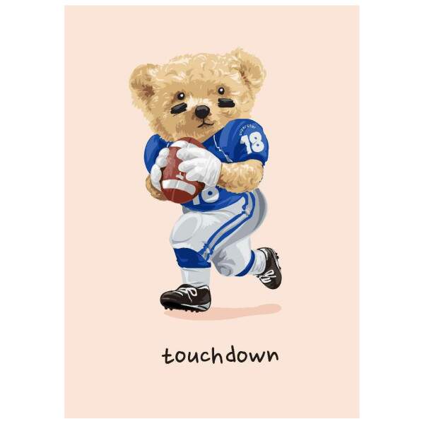 Quadro Urso Jogando Futebol Americano