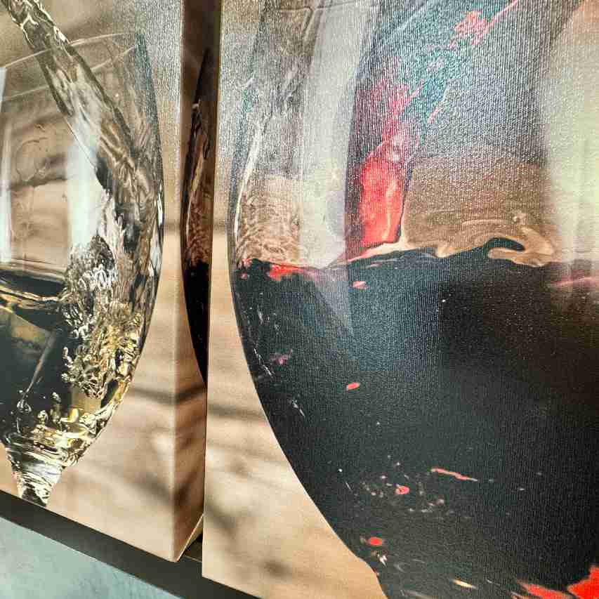 Quadro Taças De Vinho Tindo e Branco 47x62 cm Borda Infinita