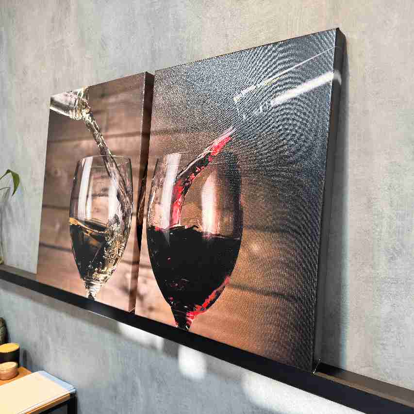 Quadro Taças De Vinho Tindo e Branco 47x62 cm Borda Infinita