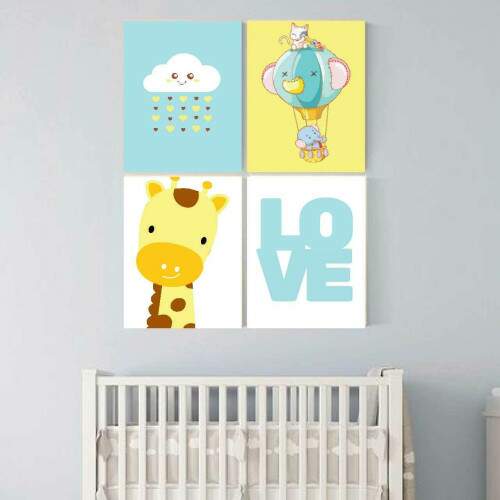 Quadro Infantil Alegria no Ar Girafa Amor em Cores