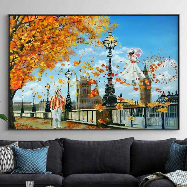 Quadro Mary Poppins Sobre a Ponte de Westminster