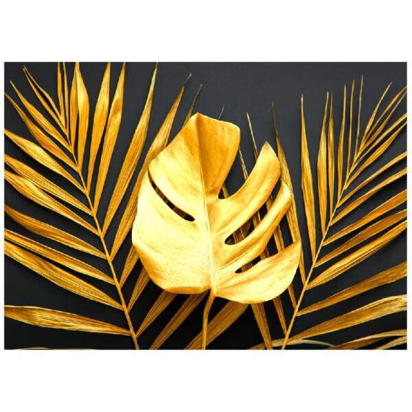 Quadro Folhas Tropicais em Ouro Arte Moderna para Interiores Elegantes