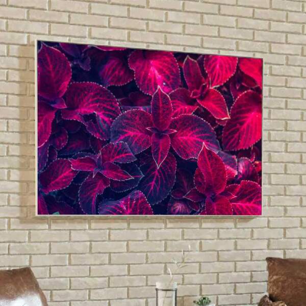 Quadro Folhagem Tropical em Tons de Magenta e Violeta