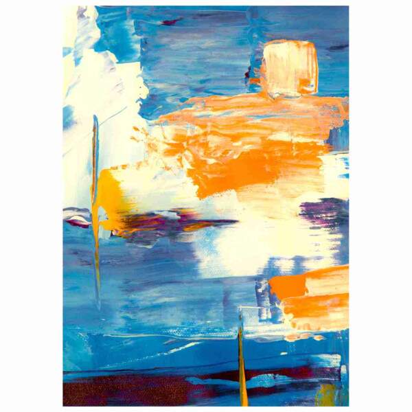 Quadro Abstrato Costeiro Pinceladas de Azul e mbar