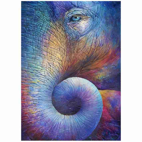 Quadro Abstrato Csmico Elefante em Cores Vibrantes