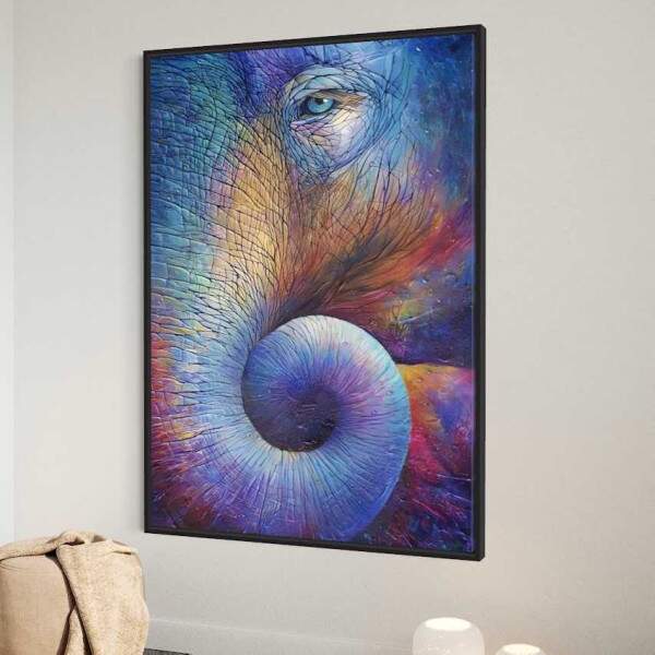 Quadro Abstrato Csmico Elefante em Cores Vibrantes