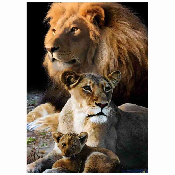 Quadro Leo Familia Realeza com um Filhote