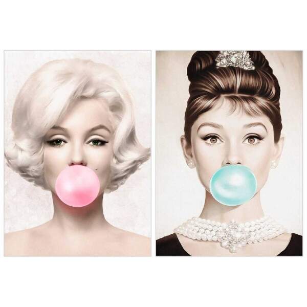Quadro Marilyn e Audrey Chiclete cones da Moda Pop Art