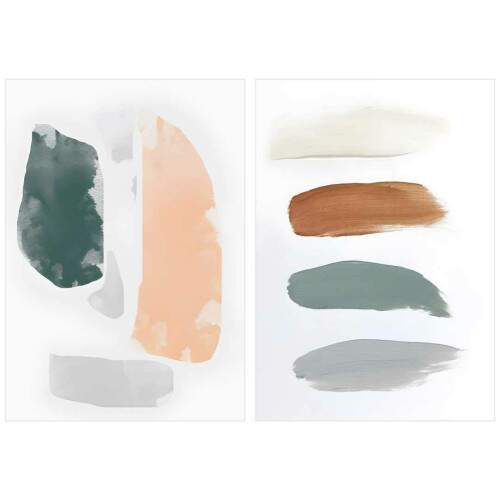 Quadros Pinceladas Artsticas em Cores Terrosas Minimalista