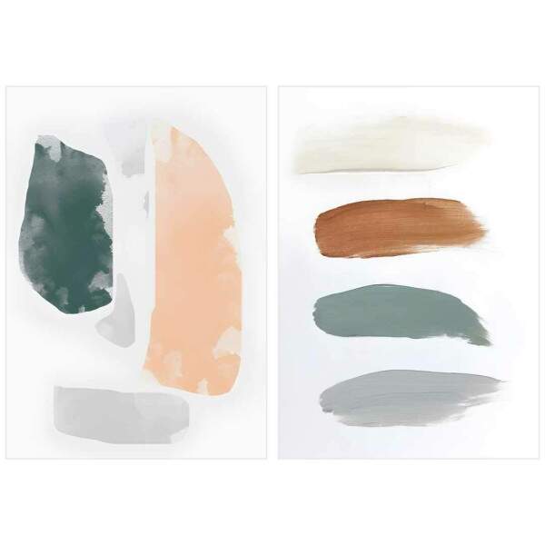 Quadros Pinceladas Artsticas em Cores Terrosas Minimalista