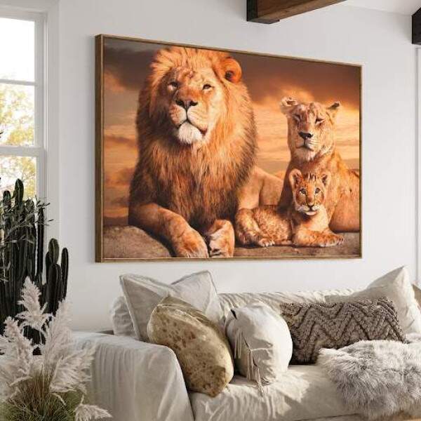 Quadro Leo Familia Amanhecer com um Filhote