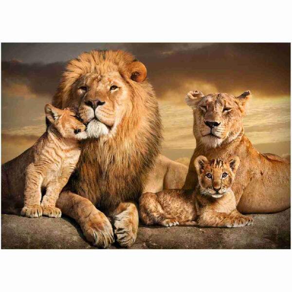 Quadro Famlia de Lees com Dois Filhotes