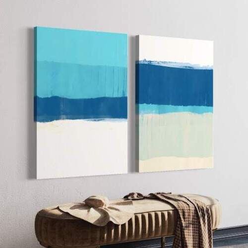 Quadro Abstrato Azul em Tons de Oceano