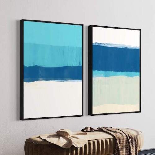 Quadro Abstrato Azul em Tons de Oceano