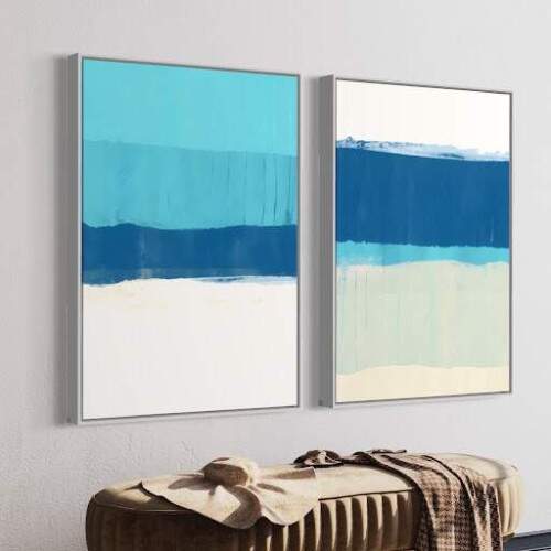 Quadro Abstrato Azul em Tons de Oceano