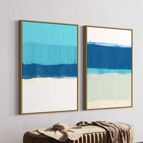 Quadro Abstrato Azul em Tons de Oceano