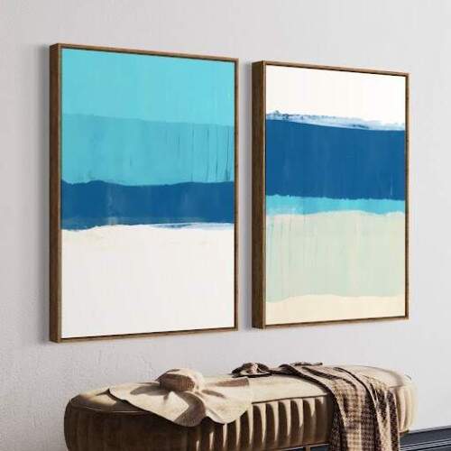 Quadro Abstrato Azul em Tons de Oceano