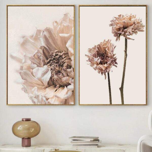 Quadro Flores Secas em Tons Pastel