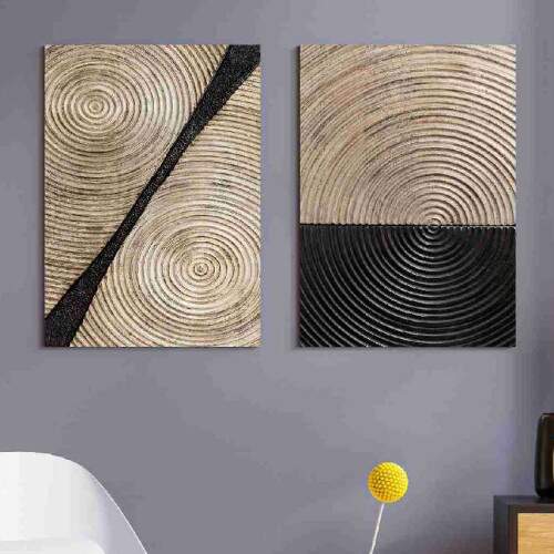 Quadro Abstrato Texturizado Crculos Geomtricos