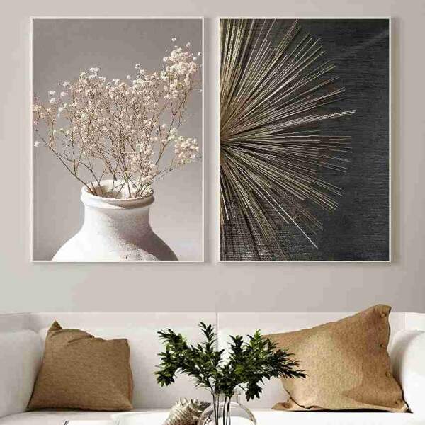 Quadro Elementos Naturais e Textura Beleza Serena