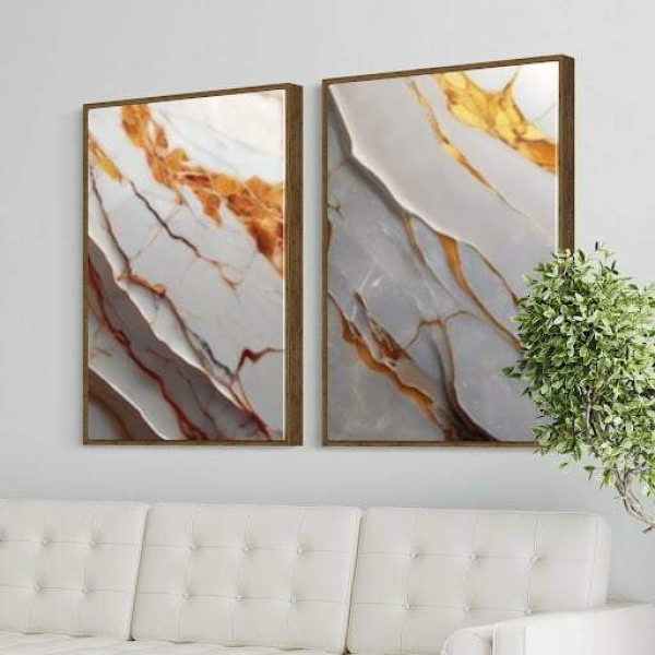 Quadro Abstratos Mrmore e Ouro Texturas