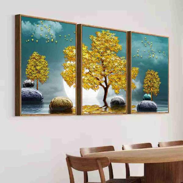 Quadro rvore Dourada Paisagem Calma