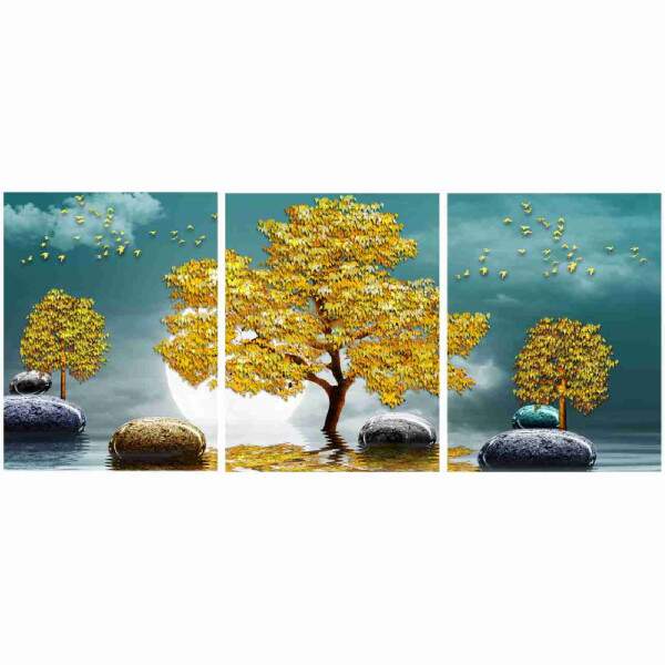 Quadro rvore Dourada Paisagem Calma