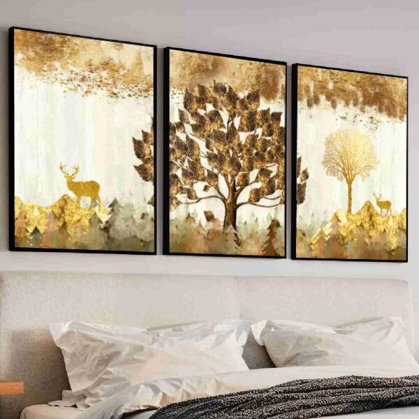 Quadro rvores com Folhas de Ouro